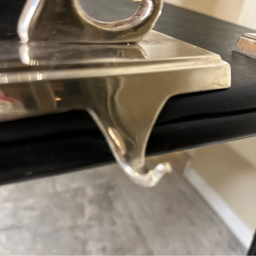 Pottery Barn Heavy Silver Stocking Holder Curly Letter E